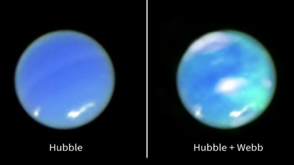 Ученые NASA впервые запечатлели полярные сияния на Нептуне Ученые NASA впервые запечатлели полярные сияния на Нептуне