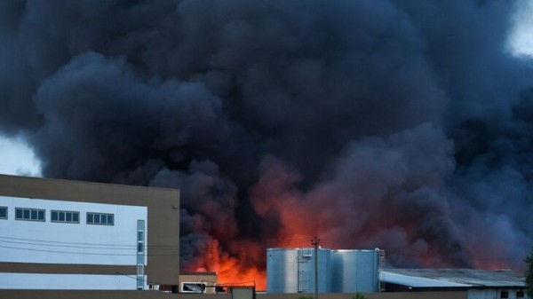 Обрушение кровли произошло на горящем складе в Подмосковье Обрушение кровли произошло на горящем складе в Подмосковье