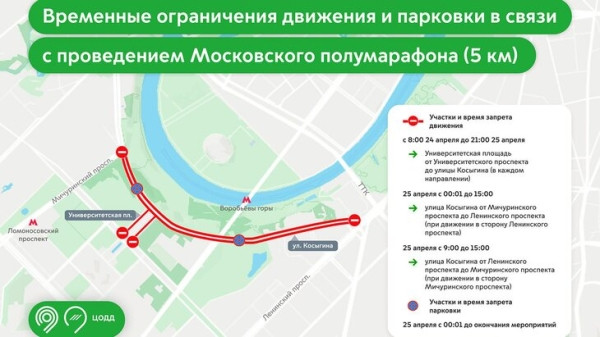 Движение транспорта ограничат на ряде улиц Москвы из-за полумарафона Движение транспорта ограничат на ряде улиц Москвы из-за полумарафона