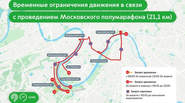 Движение транспорта ограничат на ряде улиц Москвы из-за полумарафона Движение транспорта ограничат на ряде улиц Москвы из-за полумарафона